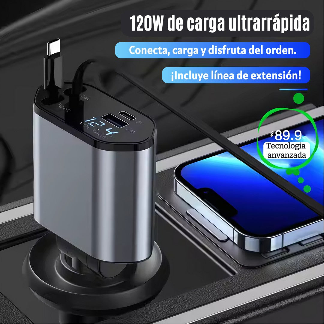 cargador para coche 4 en 1 - Carga rápida (120W)