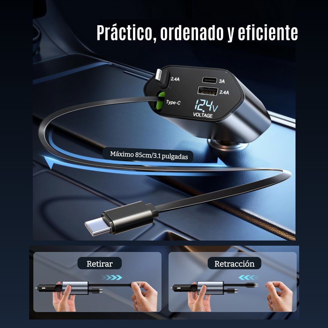 cargador para coche 4 en 1 - Carga rápida (120W)