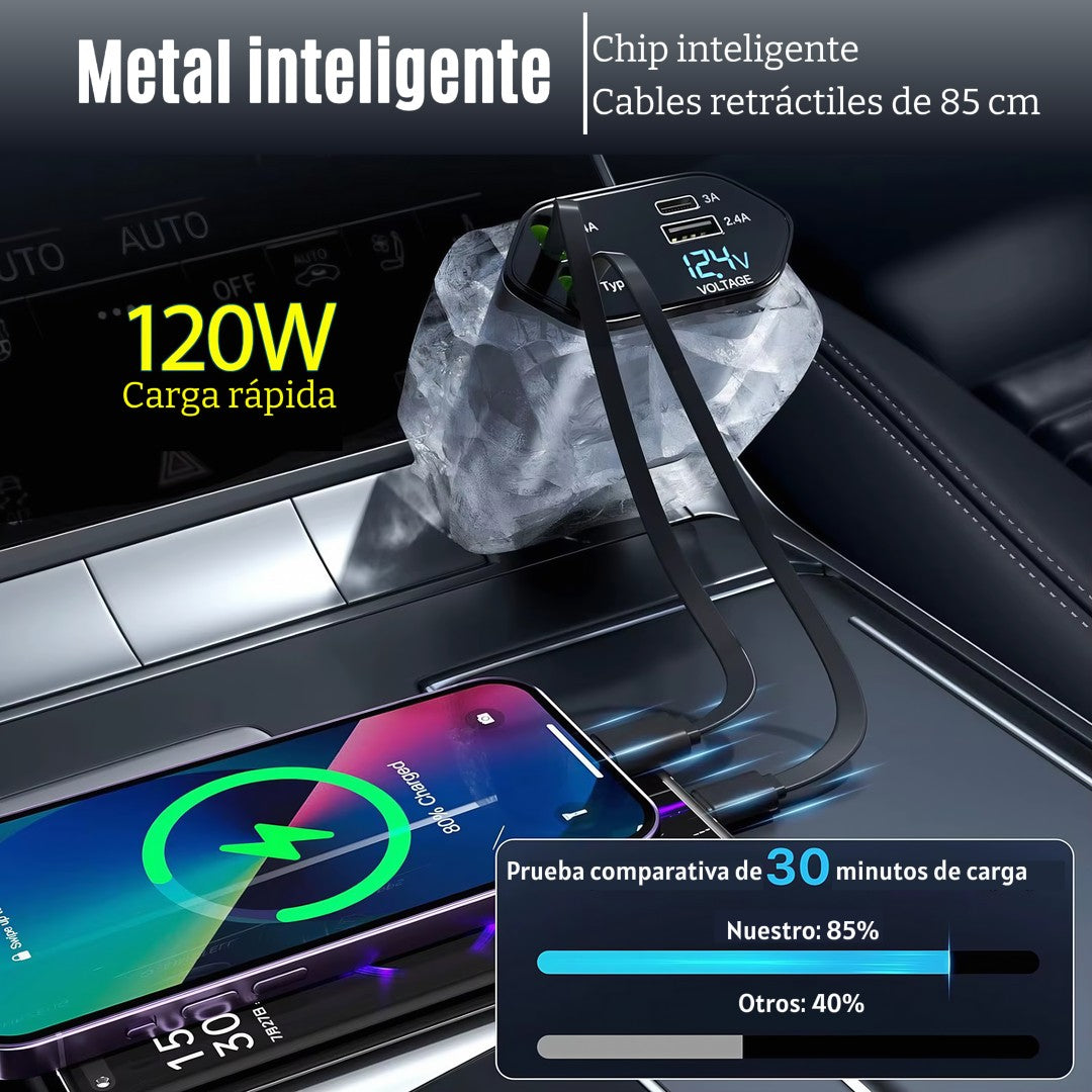 cargador para coche 4 en 1 - Carga rápida (120W)