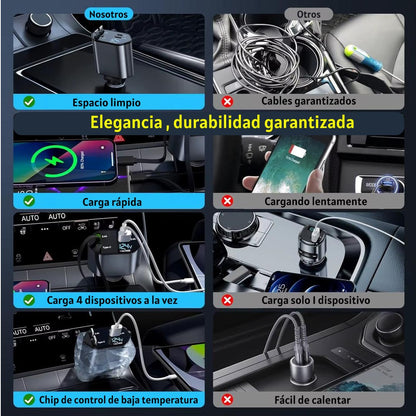 cargador para coche 4 en 1 - Carga rápida (120W)