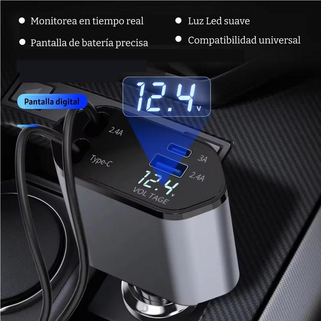 cargador para coche 4 en 1 - Carga rápida (120W)
